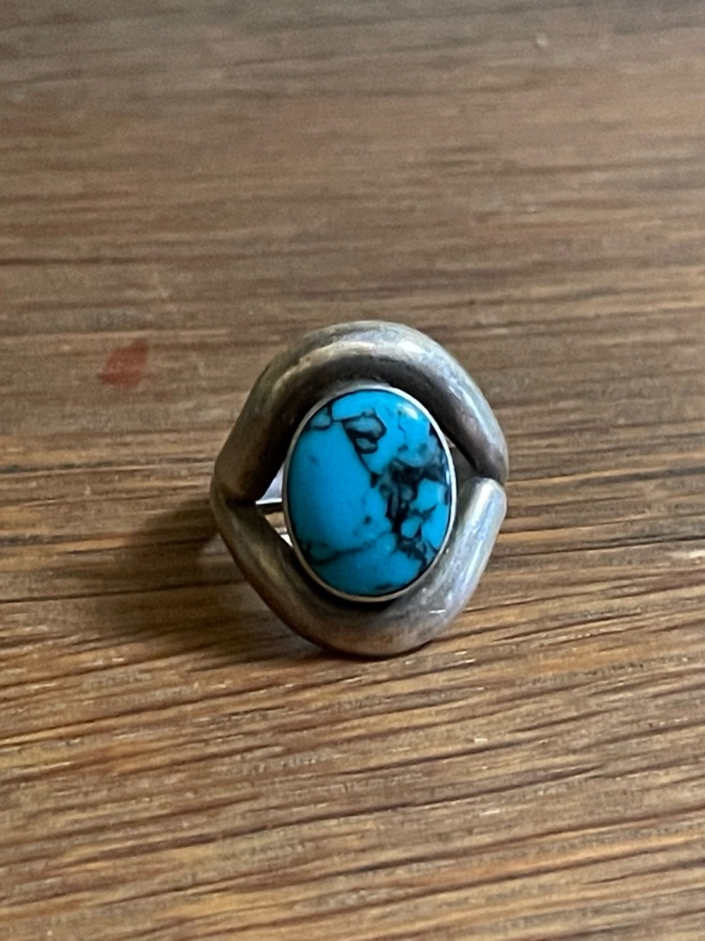 Vintage sterling silver spider turquoise ring